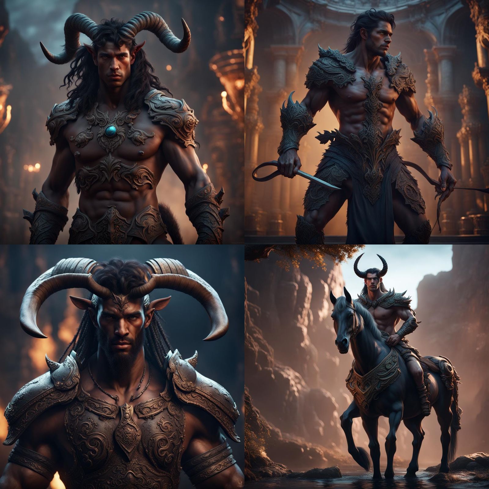 Dark Centaur Male: Detailed Fantasy Concept Art