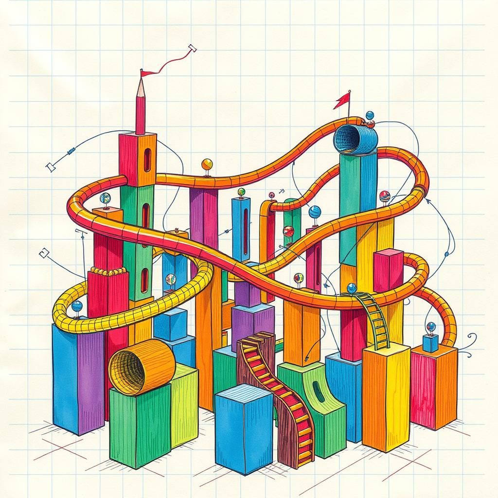 Colorful Pencil Marble Run Inspired by Loish