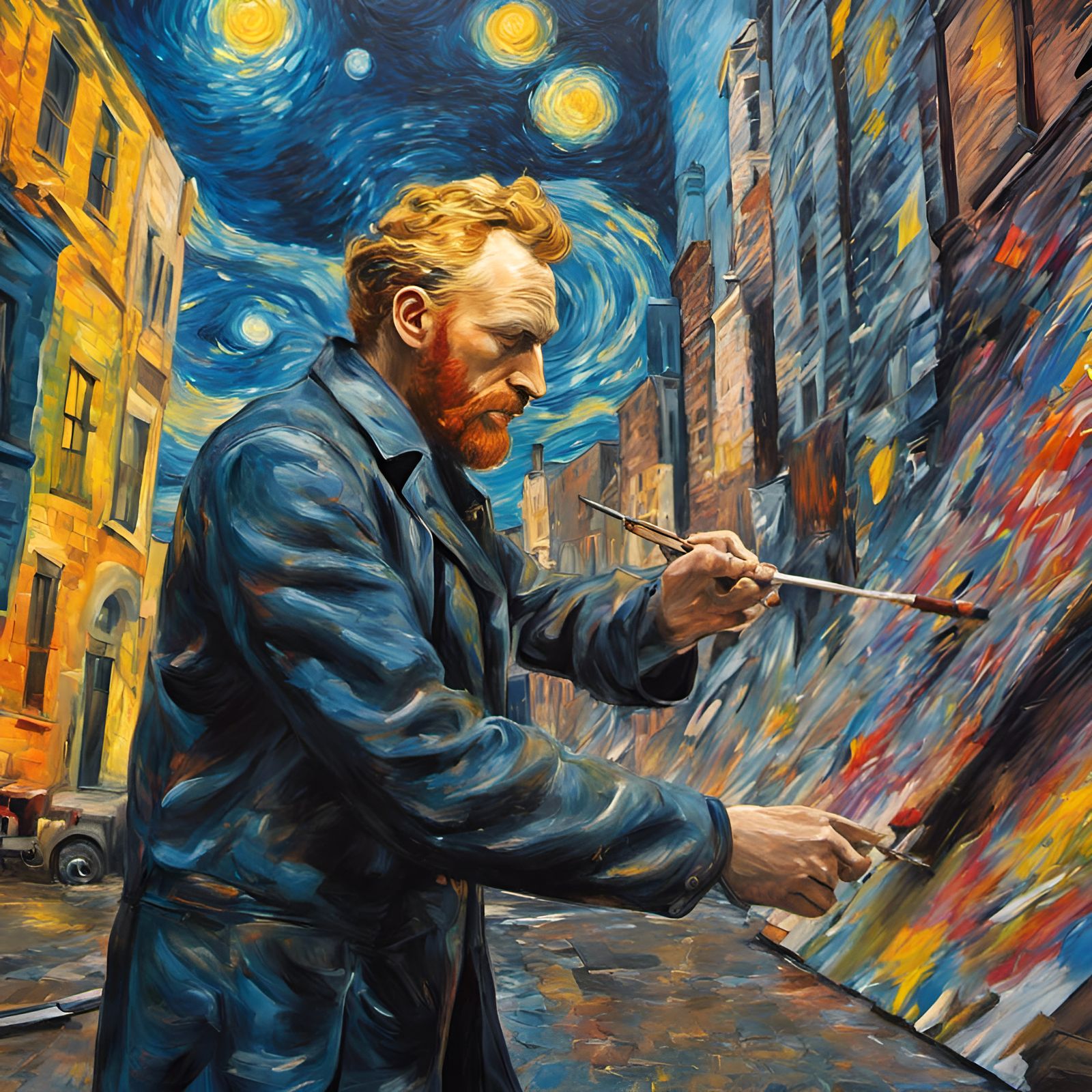 Van Gogh Paints Starry Night Graffiti: Hyperrealistic Art