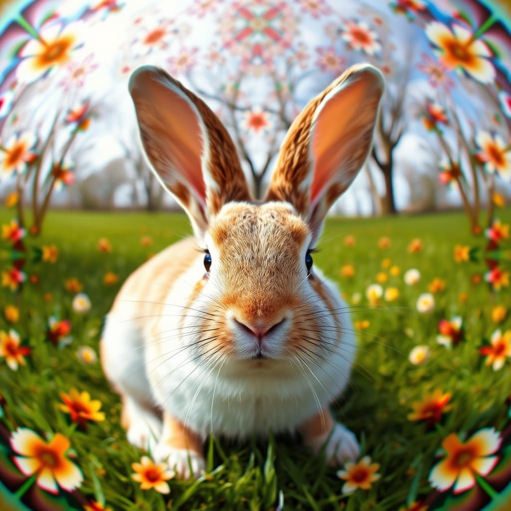 Rabbit in Vibrant Kaleidoscope Perspective