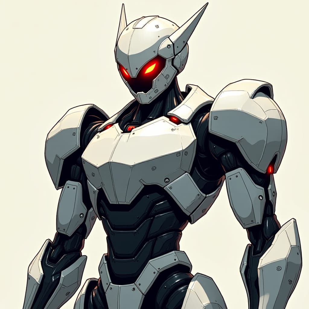 Menacing White Robot in My Hero Academia Style
