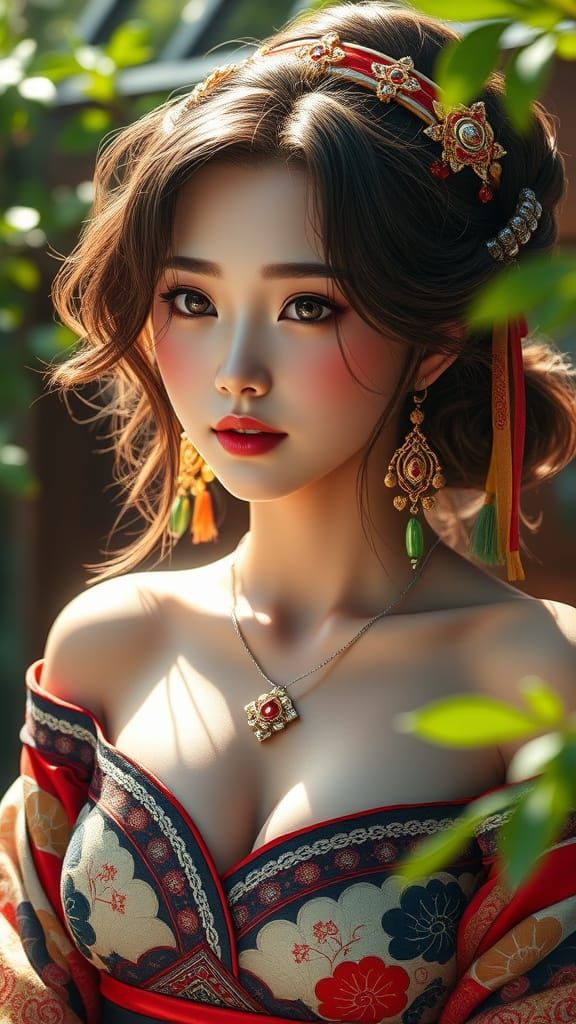 Photorealistic Yae Miko Portrait in Natural Sunlight