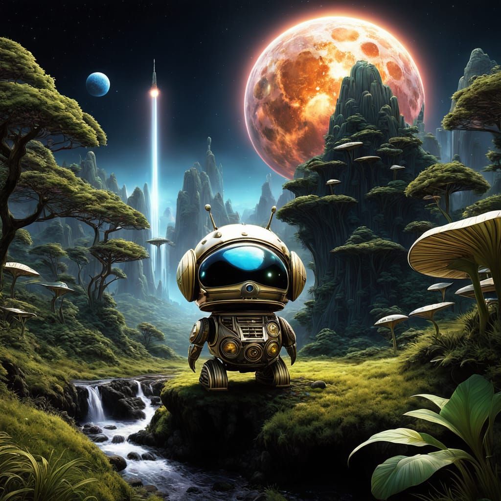 Steampunk Alien Goddess on Interstellar Journey