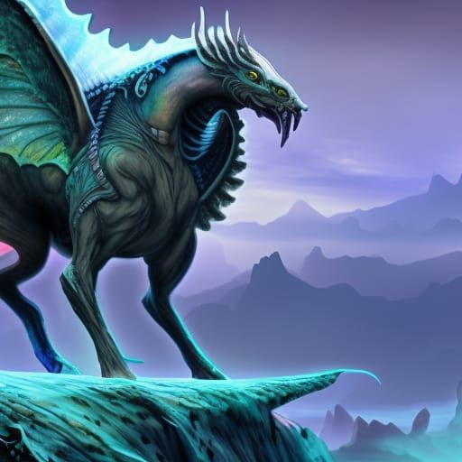 Man with Mythical Creature in Detailed Matte Painting