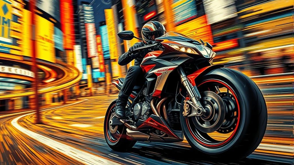Speed: A Dreamlike Motorcycle in Vibrant Impasto