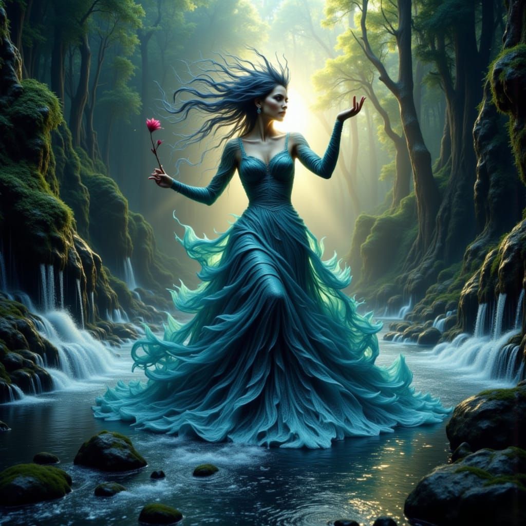 River Queen Rising from Whirlpool in Death Hues