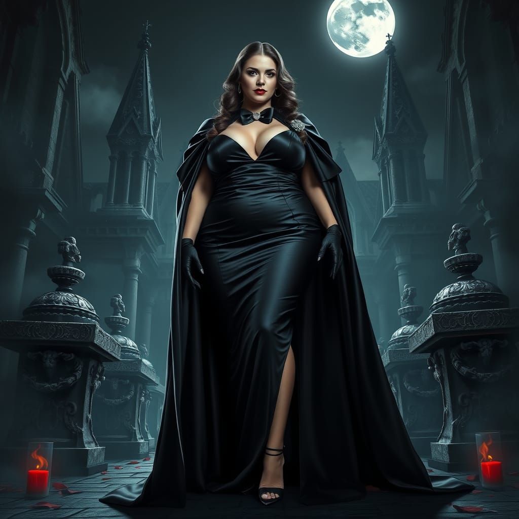Sensual Polish Vampire Countess in Black Tie, Dark Gothic Ca...