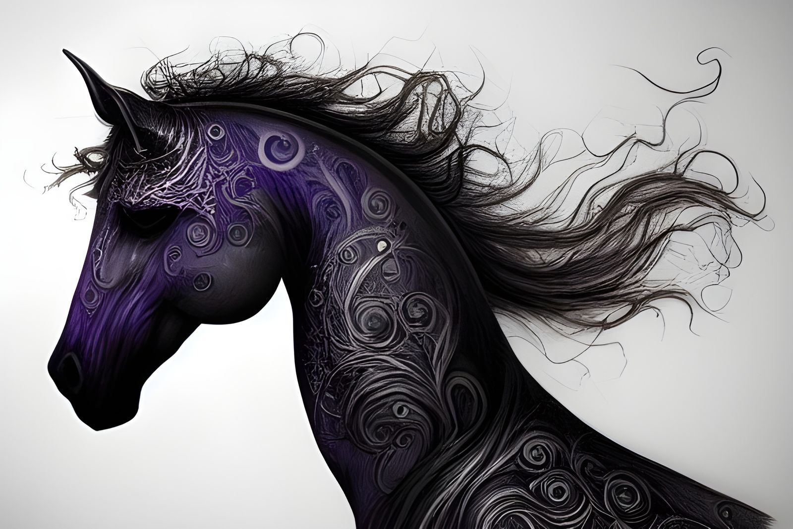 Mystic Phantom Horse Portrait with Galaxy in Digital Art