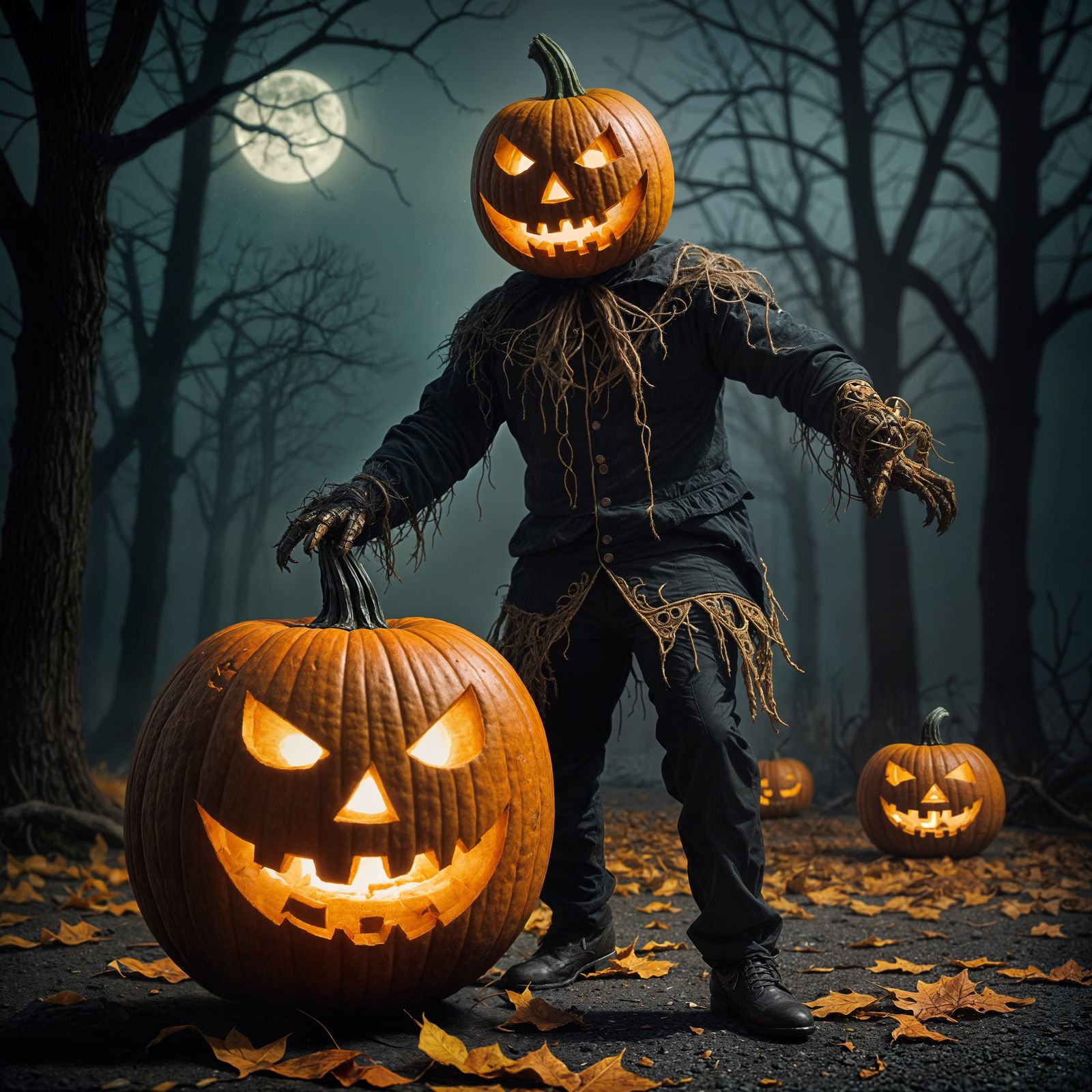 Spooky Jack-o'-lantern Dancing in the Dark