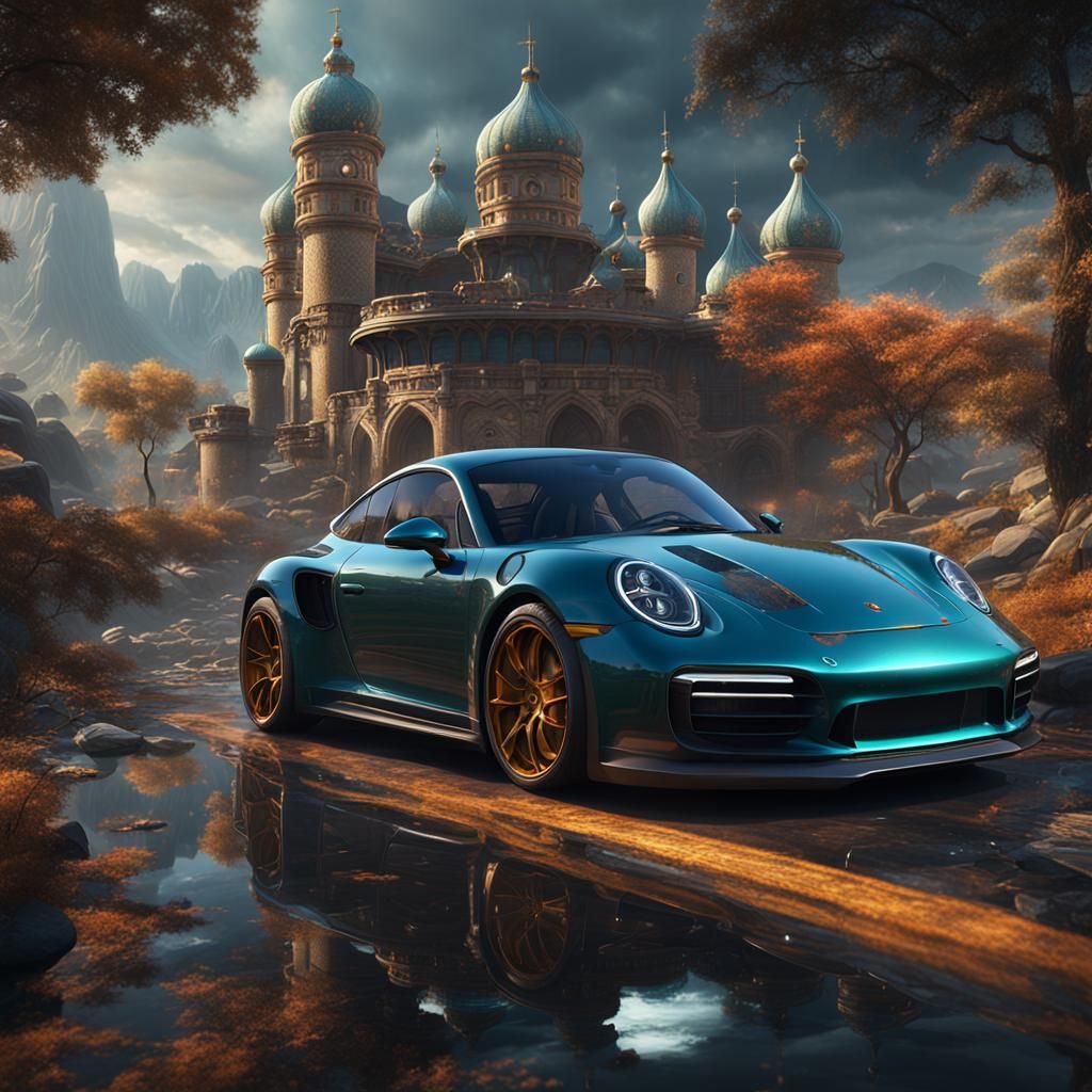 Detailed Porsche Matte Painting in Deep Color