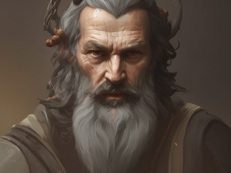 Irish Druid Sage Portrait in Hyperdetailed Style