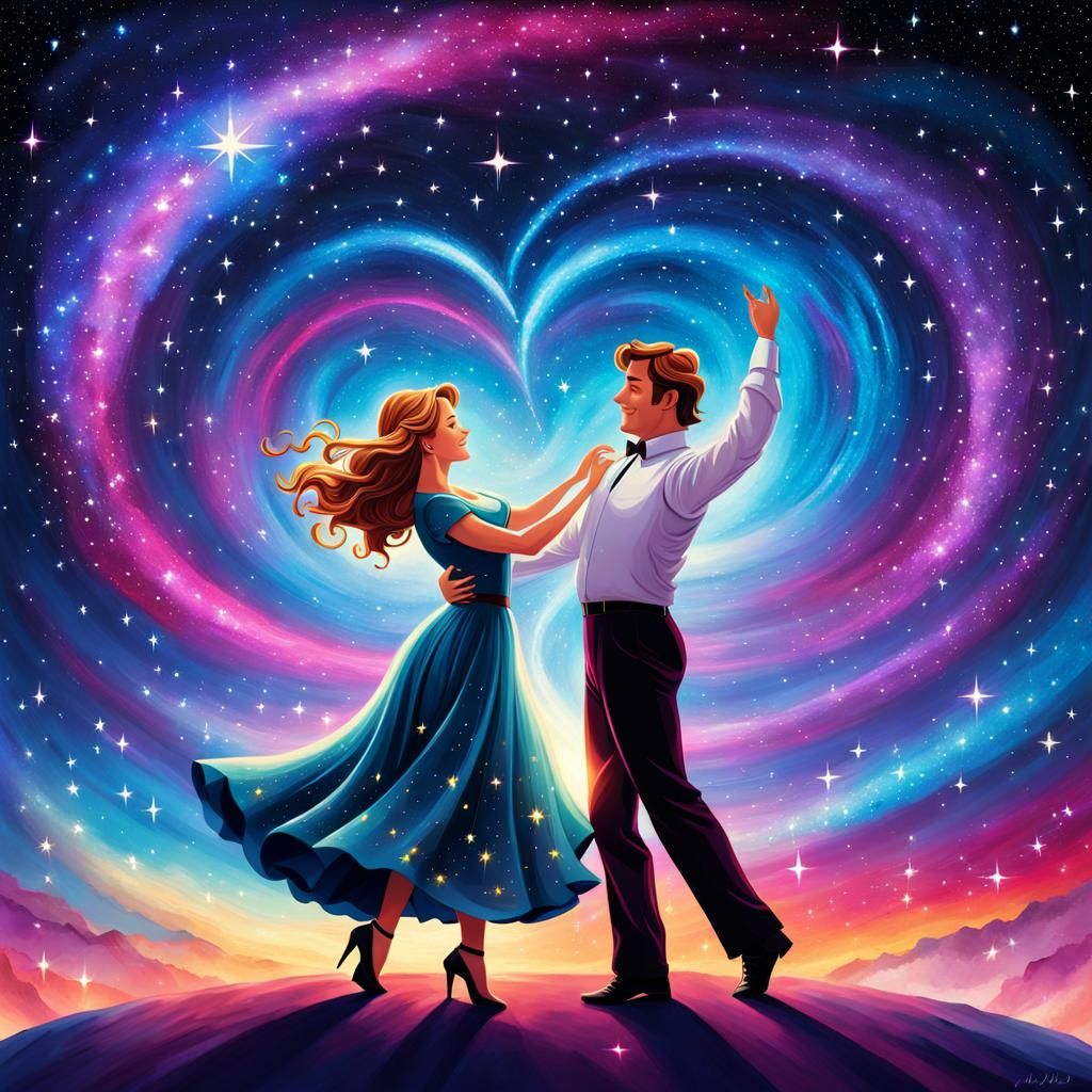 Celestial Dance: A Constellation Couple in Love