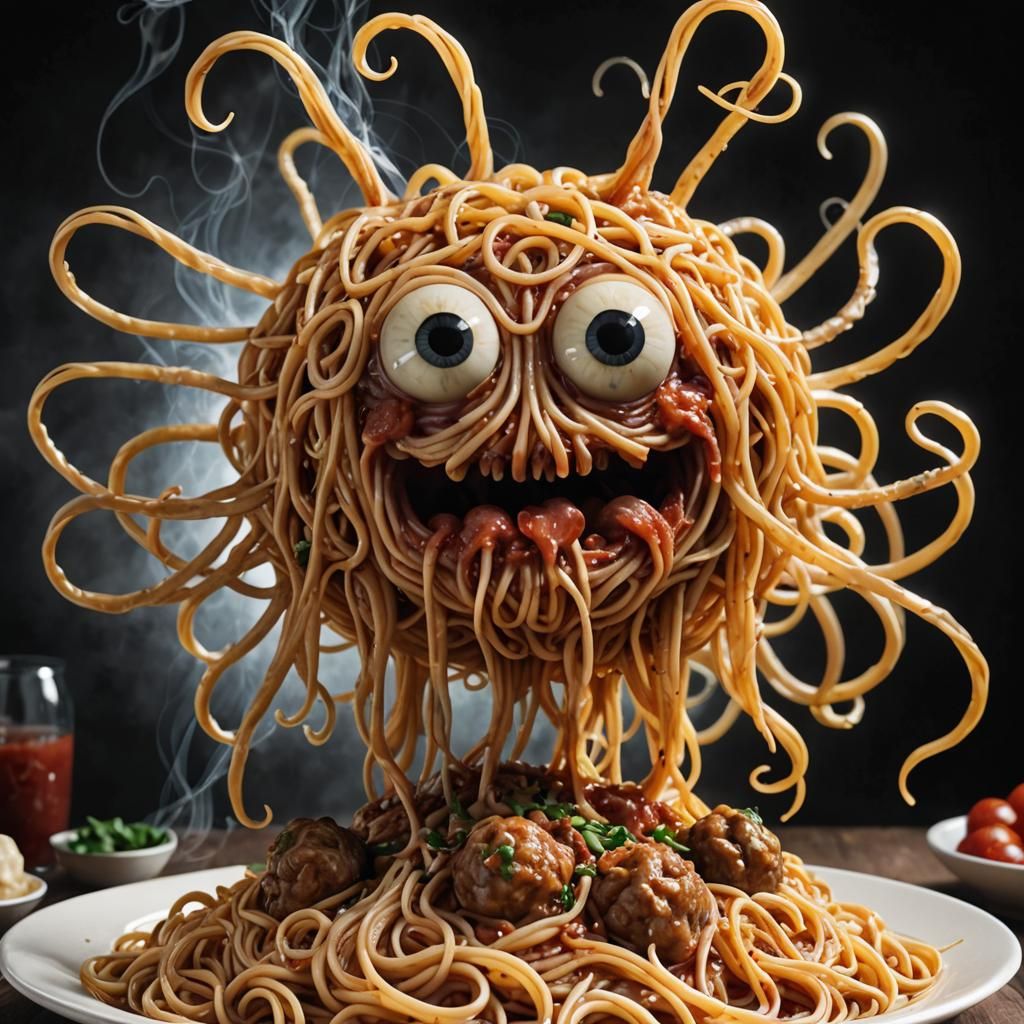 Flying Spaghetti Monster in Noodley Glory