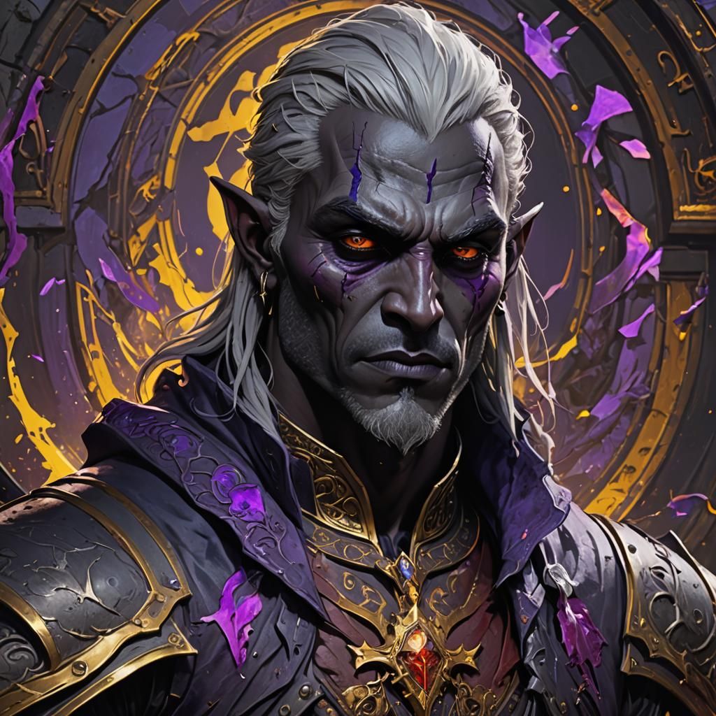 Bloodied Drow Portrait in Dark Fantasy Style