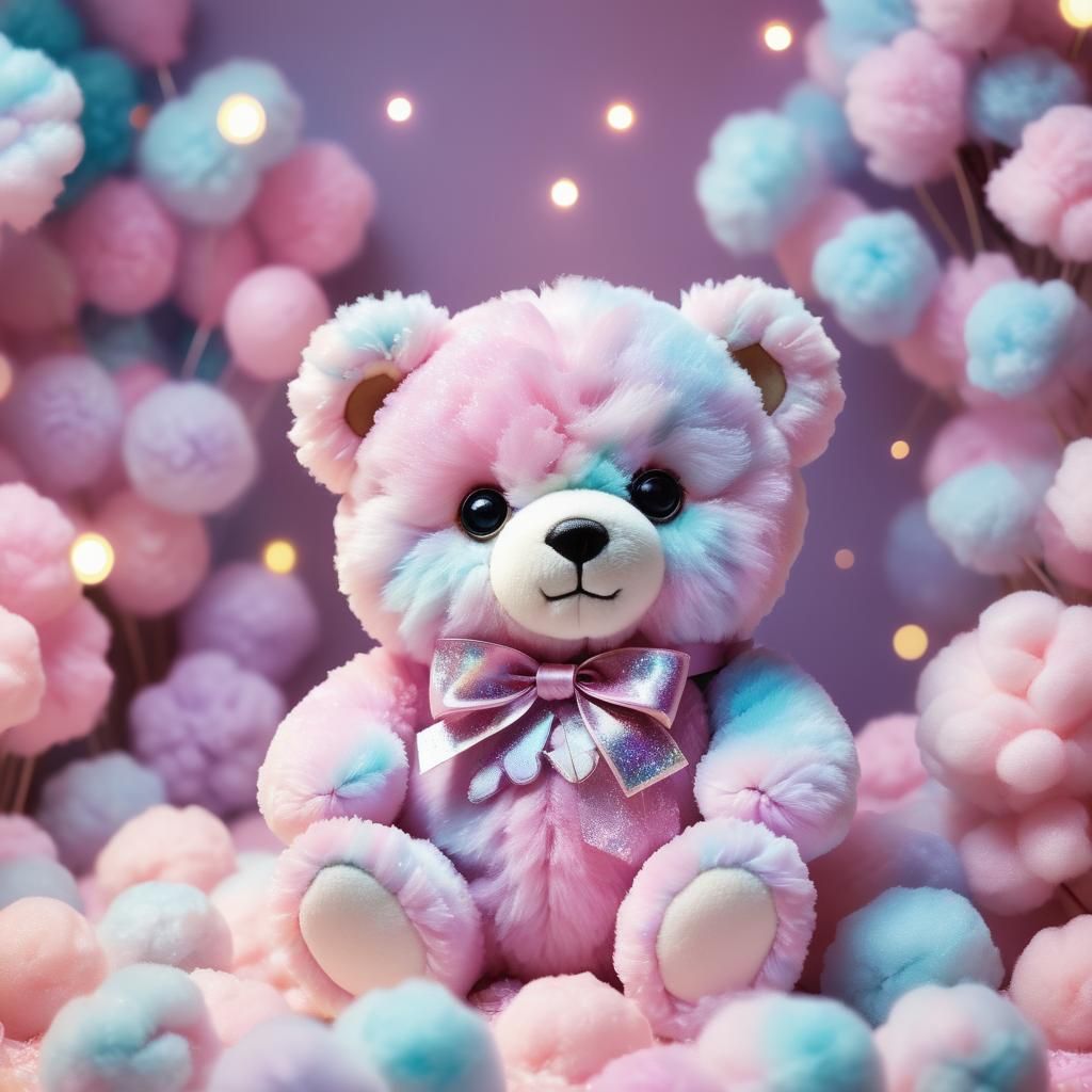 Cotton candy teddy bear