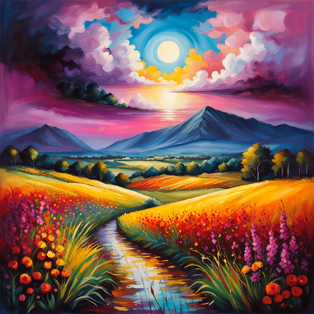 Surrealist Painting of Youth in Volatile Colors