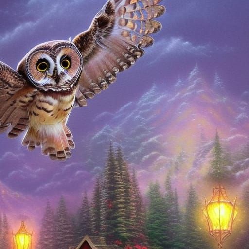 Detailed Fantasy Owl in Ethereal Mist