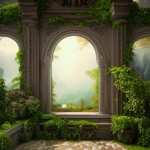 Georgian Mansion Courtyard with Roses and Ivy