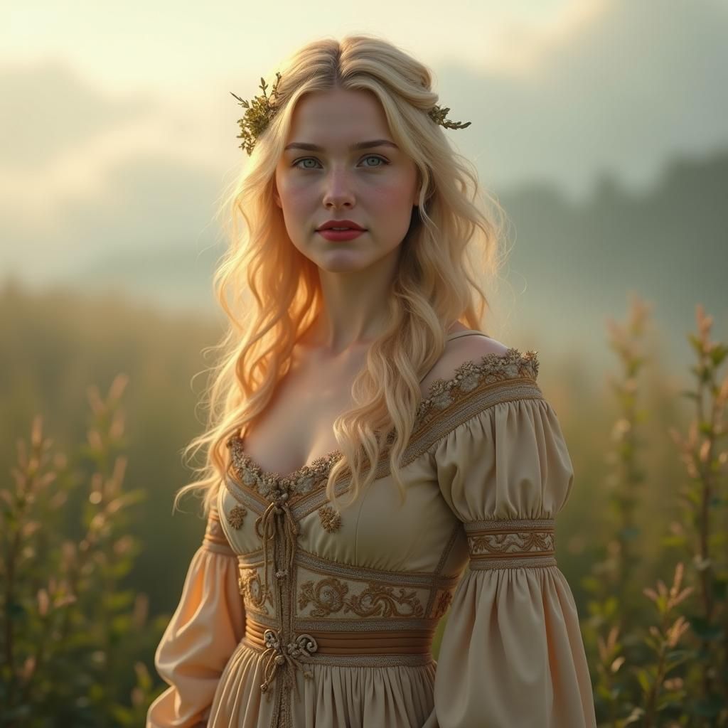 Beautiful Woman in Earthy Dress, Fantasy Concept Art