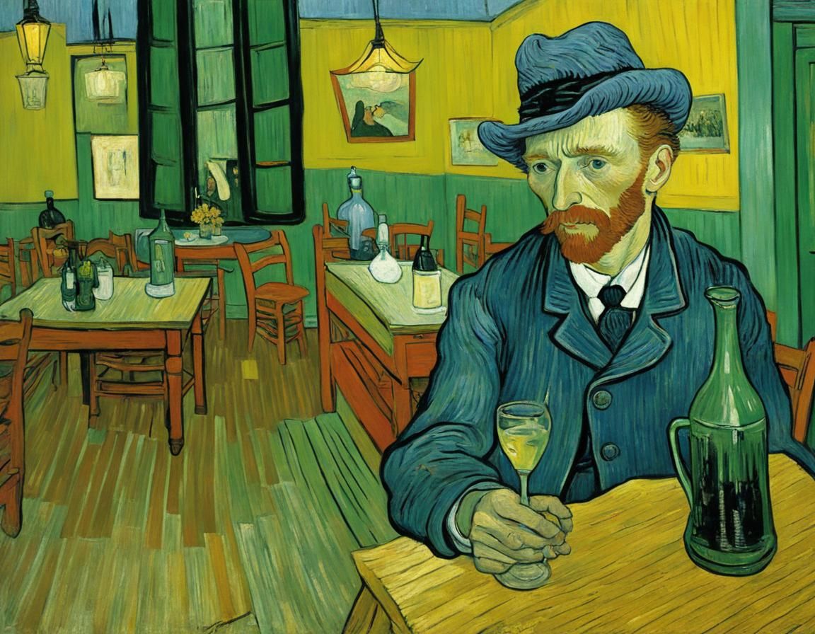 Figure at Night Cafe, in Van Gogh Style
