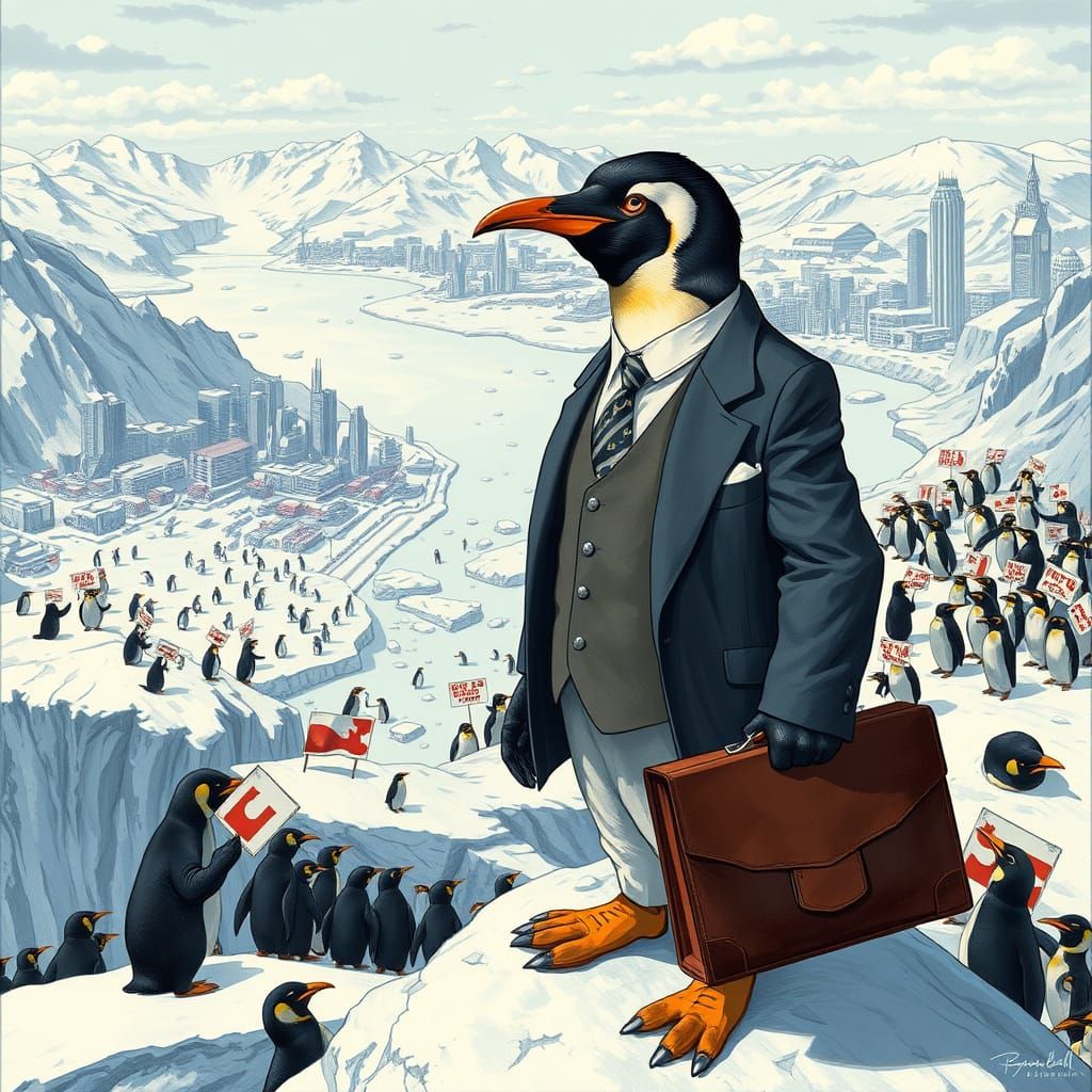 Regal Penguin Executive Surveys Democratic Penguins Republic