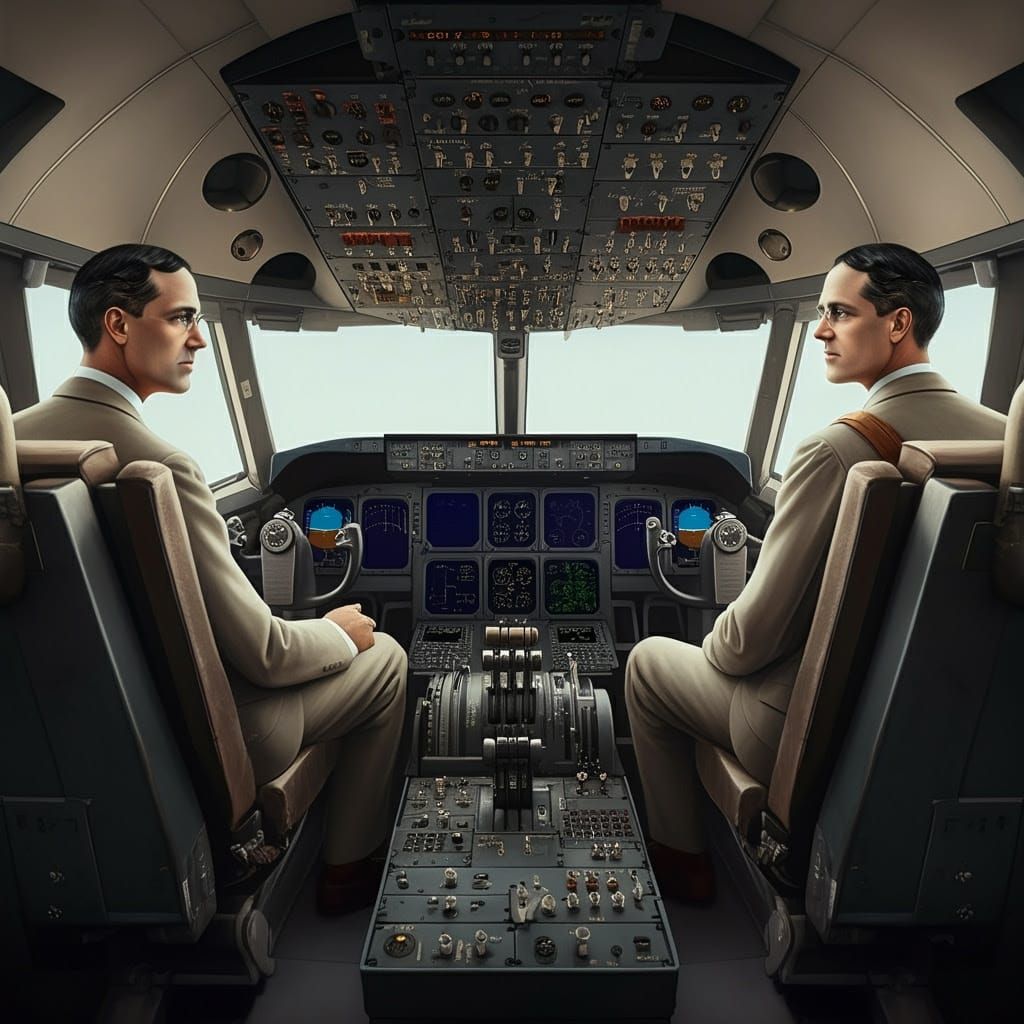 Wright Brothers in a Modern Jumbo Jet