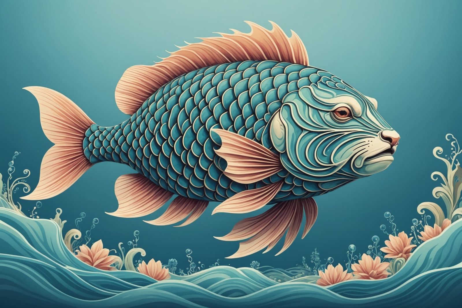 Lionfish in Ocean: Soft Claymation, Pastel Colors