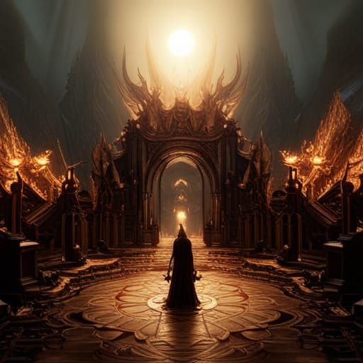 Dramatic Entrance to Hell in Dark Fantasy Style