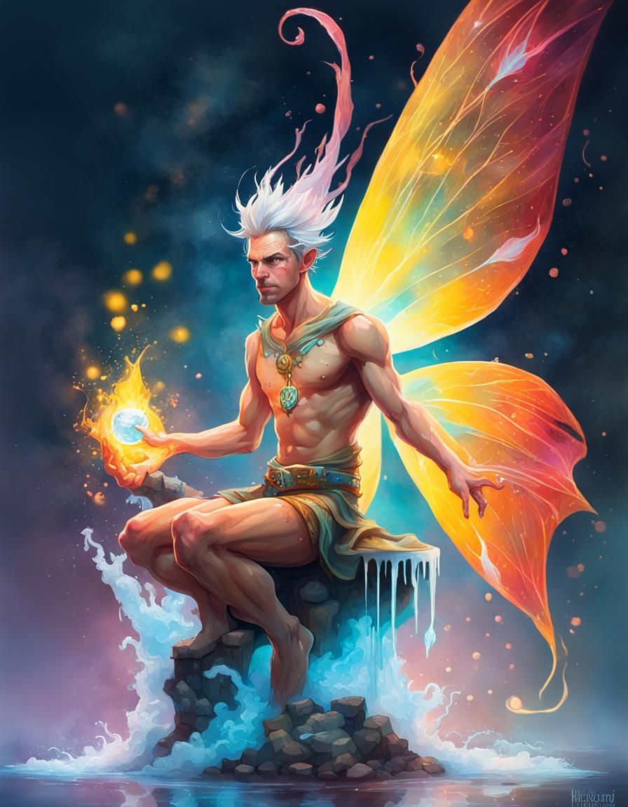 Iceman Wizard Fairy in Heroic Graffiti Art