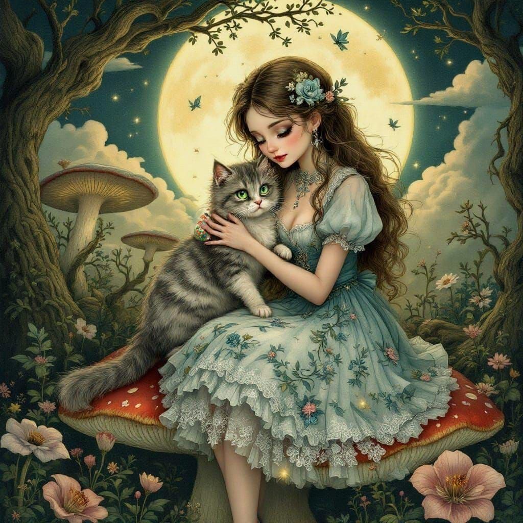 Alice in Wonderland Illustration in Lowbrow Art Style