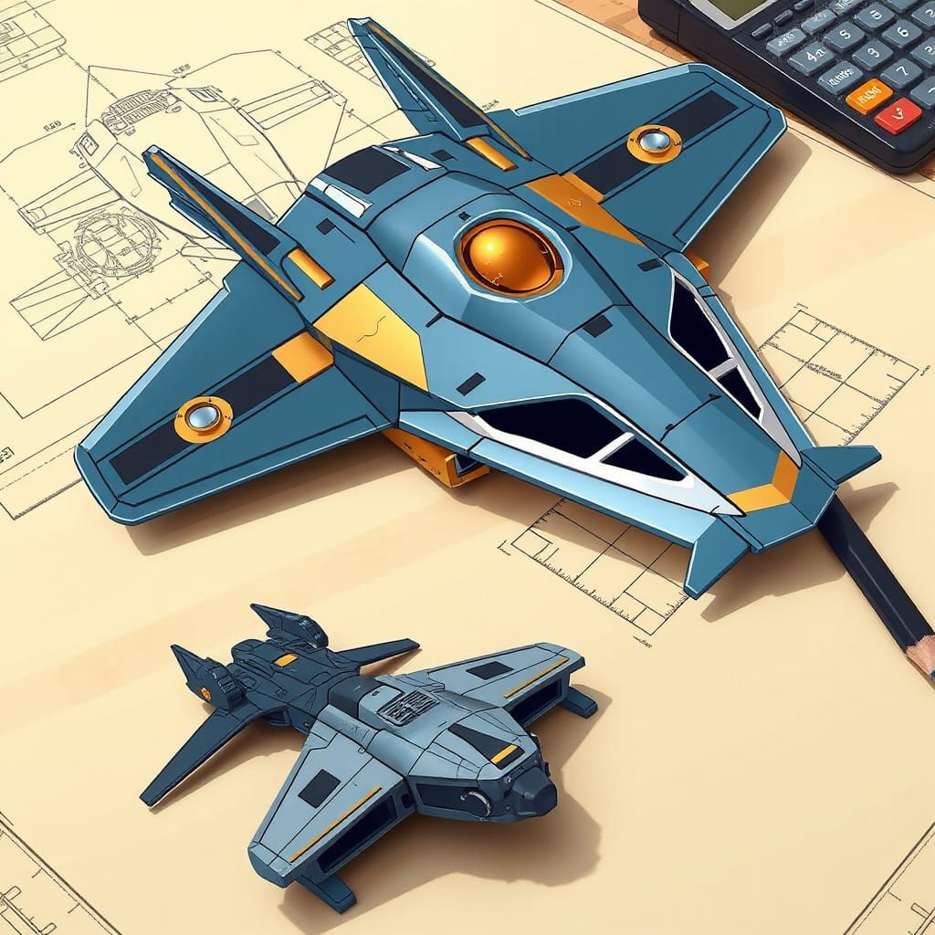 Stylized Spaceships in a Futuristic Workshop