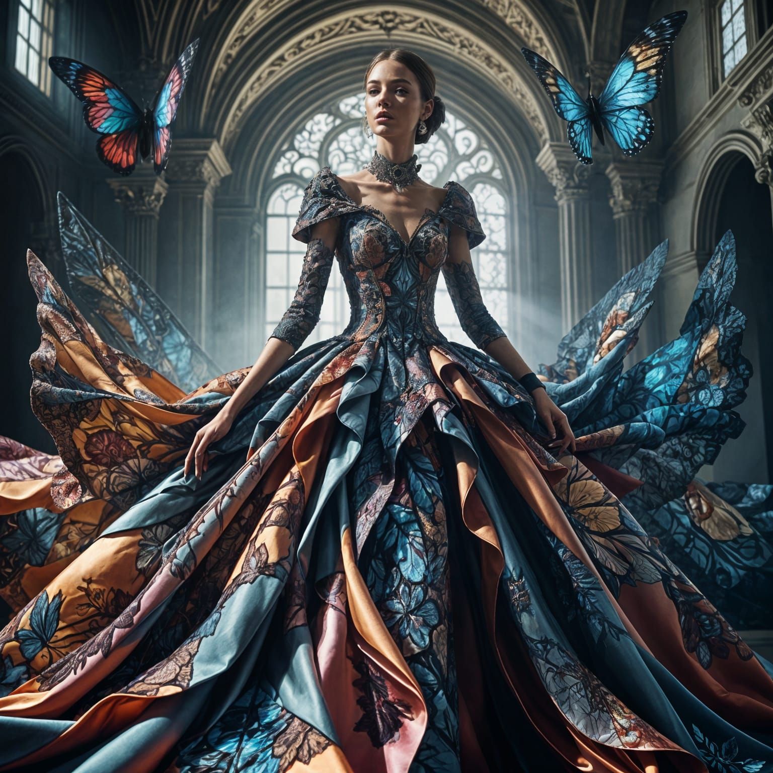 Fractal Haute Couture Gown in McQueen Style