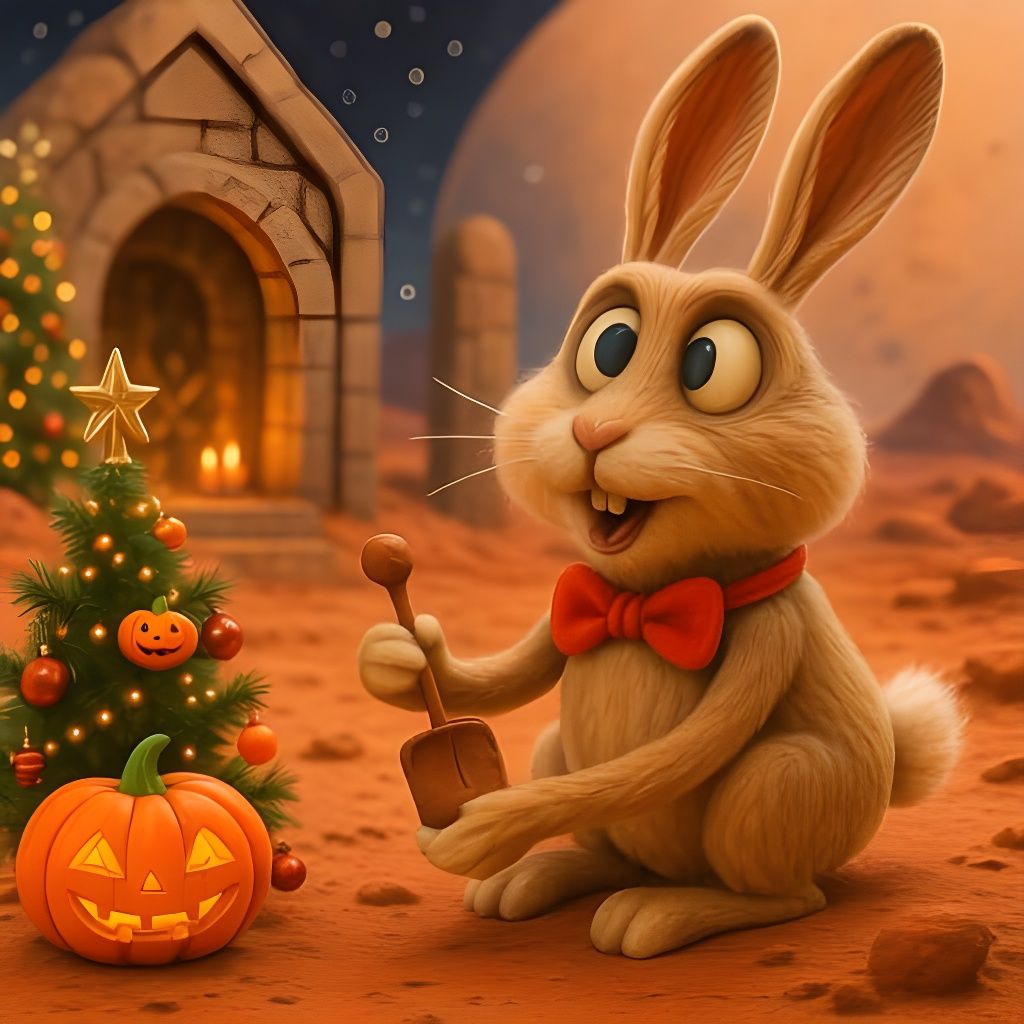 Martian Rabbits Celebrate Holidays in Crypt