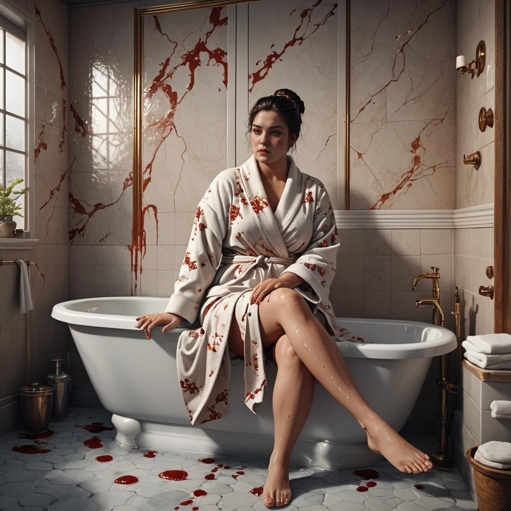 Chubby Girl Shaving Leg: Detailed Matte Painting