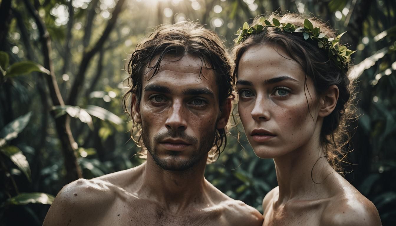 Adam and Eve in Paradise Portrait