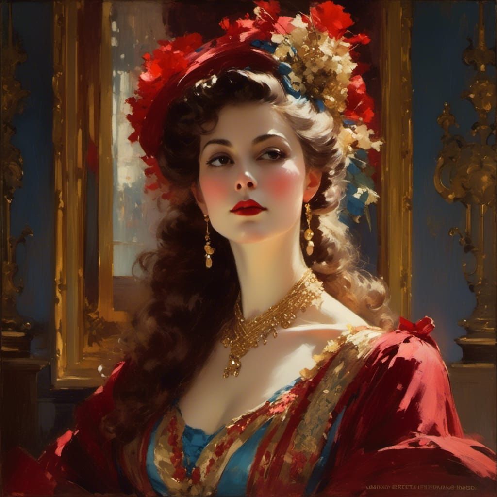 Woman in Blue, Victorian Style Portrait