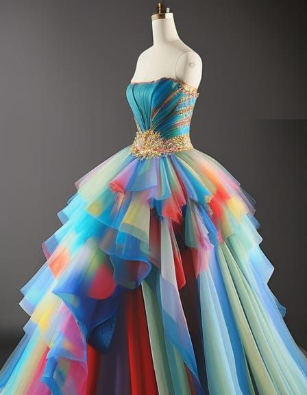 Colorful Plastic Bag Dress in Watercolor Style