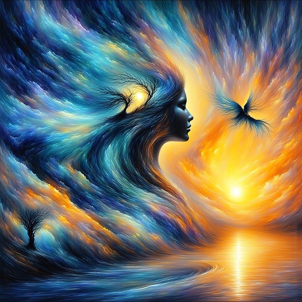 Dawn on the Nile: Abstract Mystical Digital Art