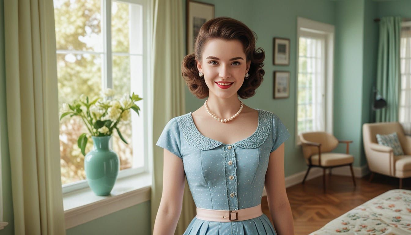 50s Style Pin-Up in Hyperrealistic Photo