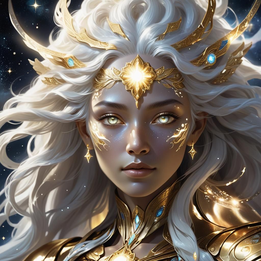 Eloira, Titan of Light: Hyper-Realistic Fantasy Portrait