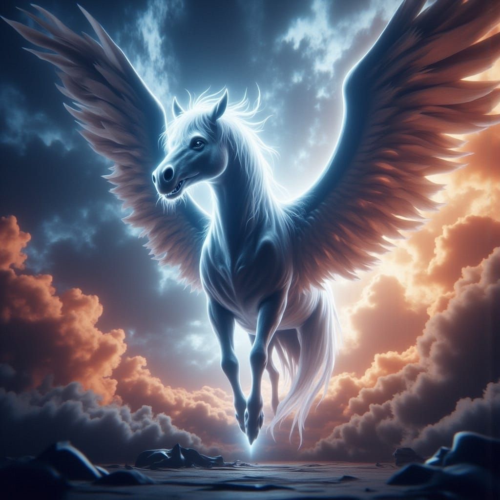 Ghost Horses Soar in a Fantastical Sky