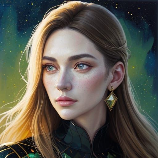 Starlight Gouache Portrait in Impressionist Style