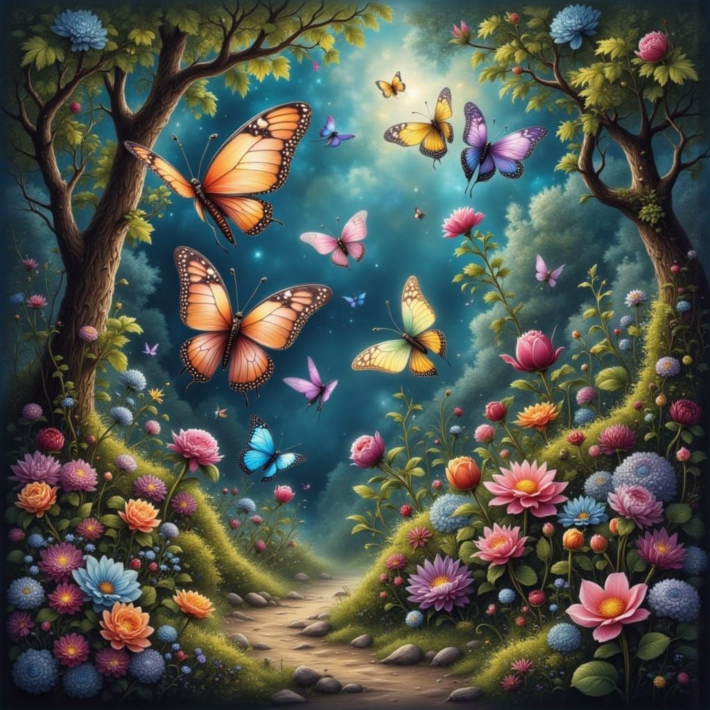 Enchanted Forest with Fantasy Critters, Painterly Style