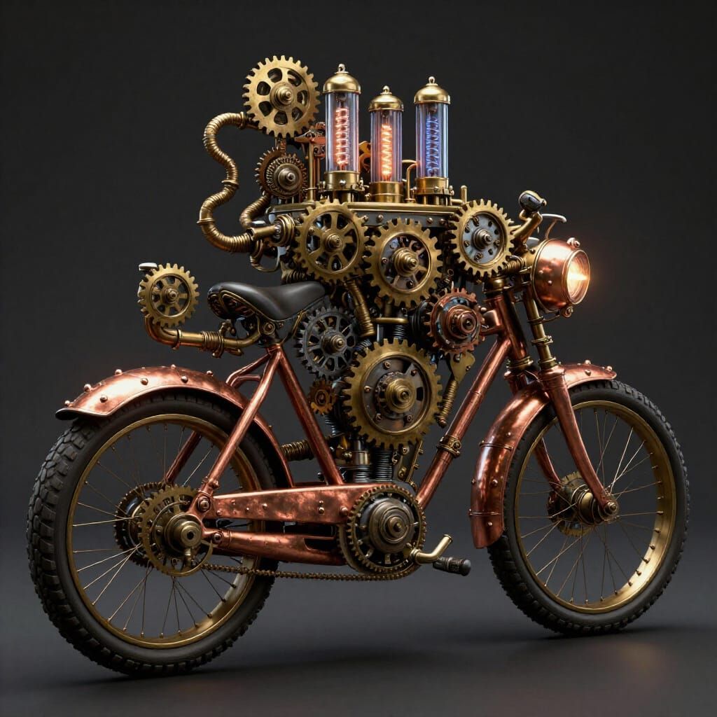 Monstrous Steampunk Pedal Bike with Brass Gears