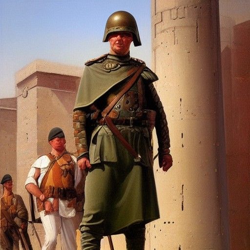 Modern Roman Soldier in Oil Painting Style