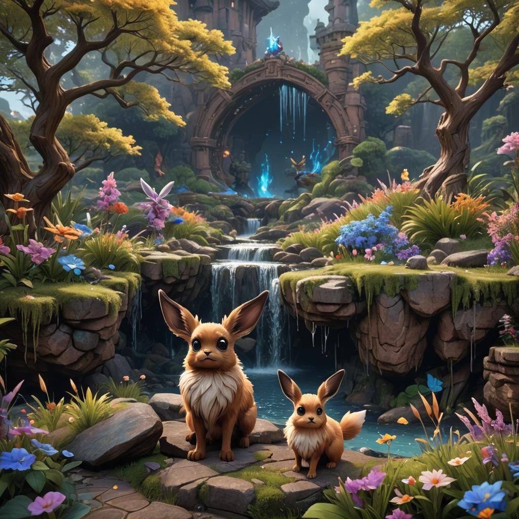 Detailed Painting of Eevee in Fantasy Style