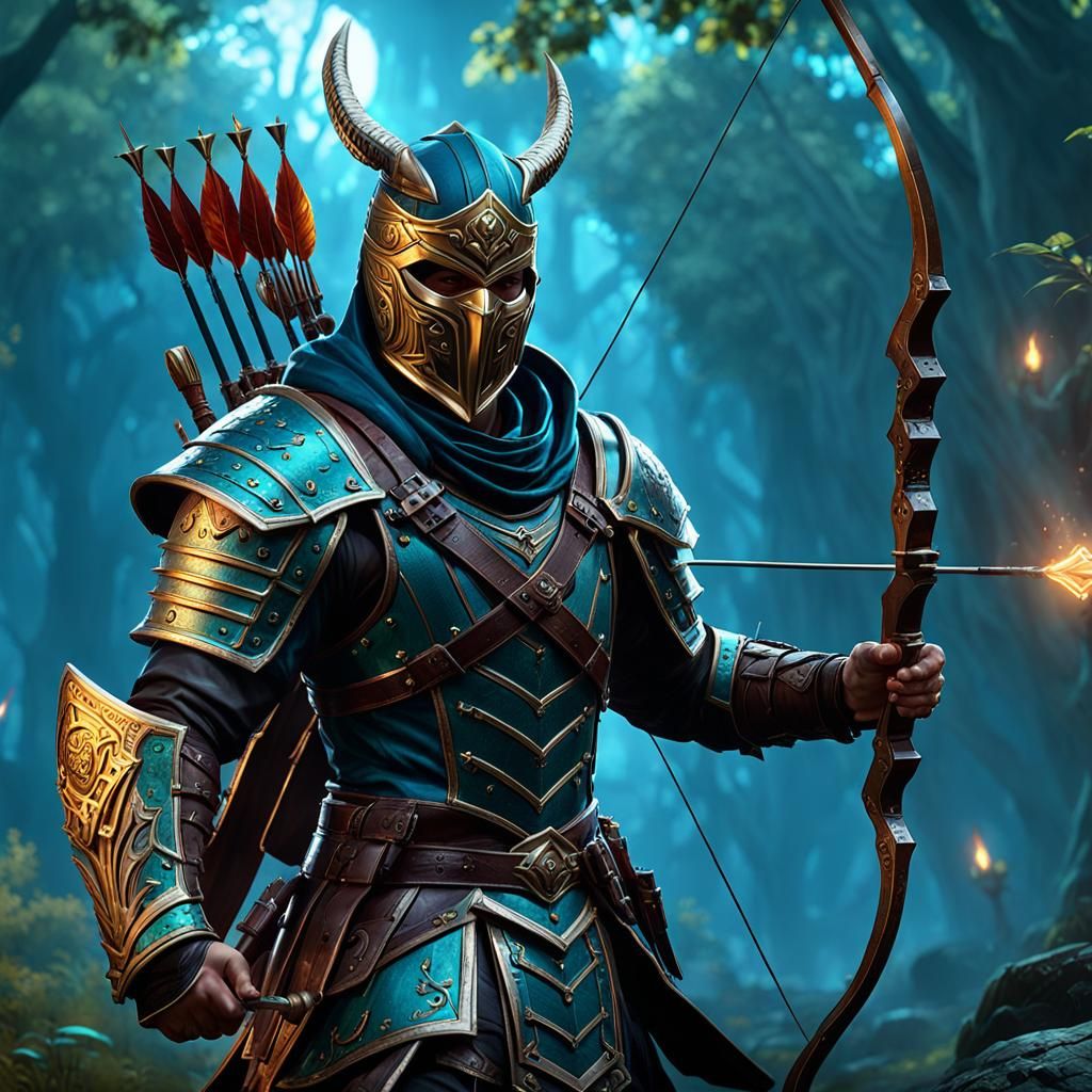 Masked Archer in Dark Fantasy Style