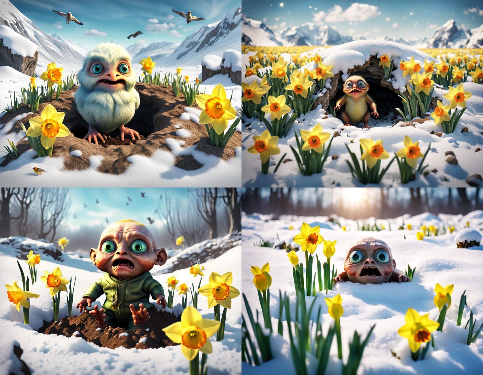 Mutant Homunculus Emerges from Burrow in Spring