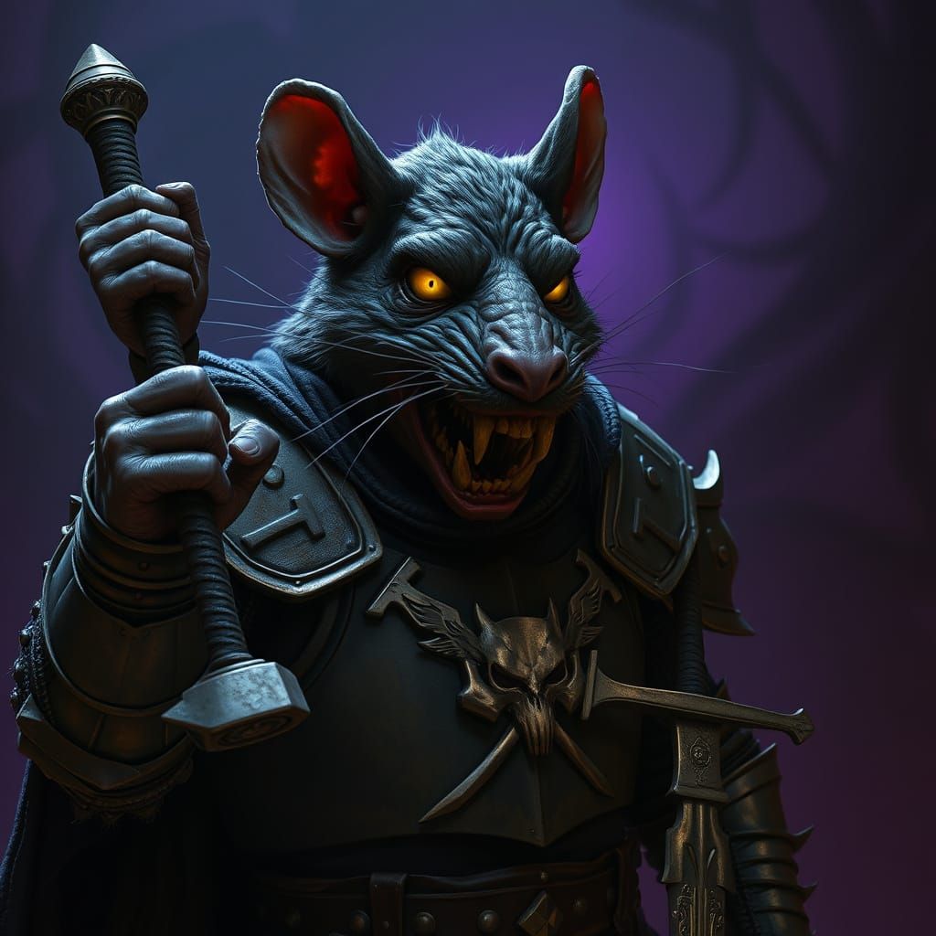 Dark Fantasy Rodent Lord in Knights Armor