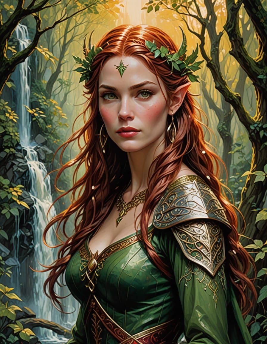 Ethereal Elf Warrior in Ancient Forest